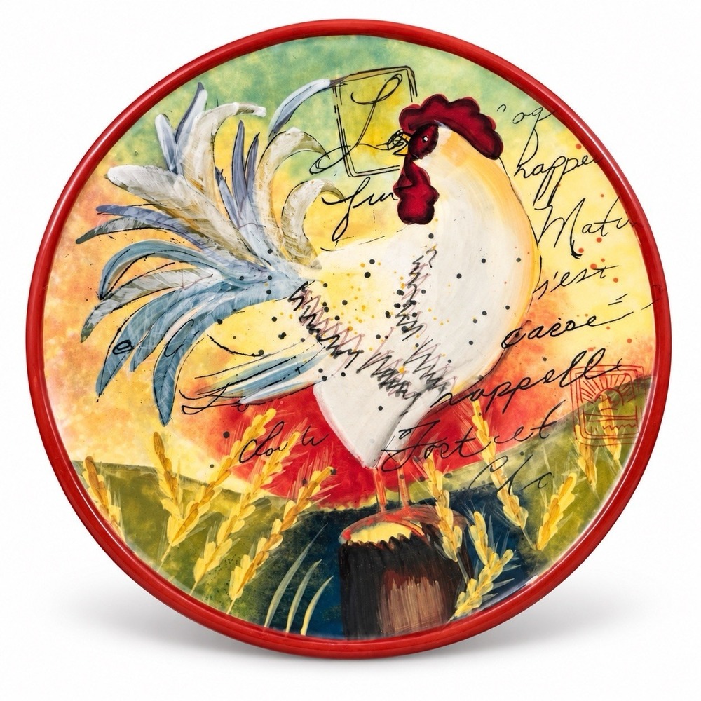 Susan Winget Certified International Rooster 11" Plate Red Rim Farmhouse Decor
